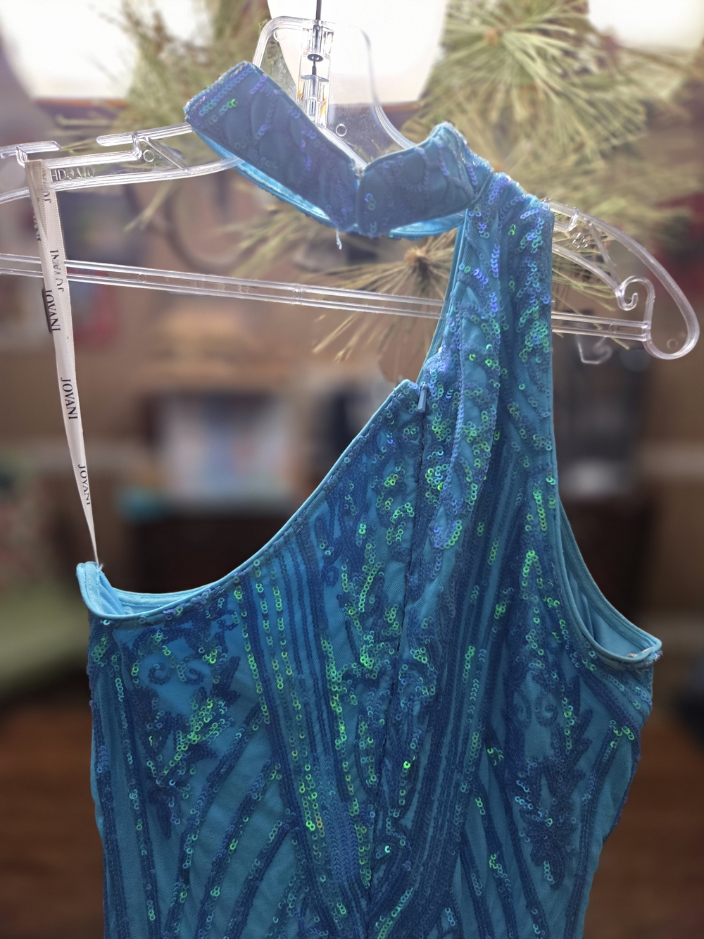 Jovani Teal Sequin Embellished Prom/Evening Gown - Picture 5 of 9